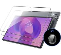Pack 2 Protections Écran Verre Trempé Pour Lenovo Ideatab Pro 12,7 Pouces ¿ 0,33 Mm 9h, Revêtement Oléophobe, Bords Arrondis + 1 Bague Métal Pour Objectif (Pose Sans Bulles)