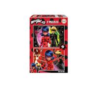 Pack 2 puzzles 48 pieces Miraculous : Ladybug, Chat Noir, Rena Rouge - Fille, Garcon - Des 5 ans - Set puzzle enfant + carte