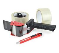 Pack 2 Rubans Emballage Tesa Transparent 66m X 50mm + 1 Dévidoir + 1 Cutter