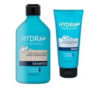 Pack 2 Shampoing 400 ml et Mask Après-shampooing 200 ml Hydra Hyaluronic cheveux normaux à secs avec acide hyaluronique, niacinamide et provitamine B5. Paquet 1 x 400 ml et 1 x 200 ml Deliplus