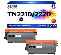 Pack 2 TN2220 TN2210 TN2010 TN450 Toners compatibles pour Brother HL2240 MFC7360 Noir avec puce rendement total 5200 pages