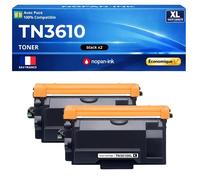 Pack 2 TN3610XL TN-3610 XL Toners compatibles pour Brother Noir haute capacité avec puce 2x25000 pages HL-L6410DN MFC-L6910DN