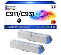 Pack 2 Toner 45536416 Compatible pour OKI 931 Noir Haute capacité avec Puce 24000 Pages