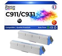 Pack 2 Toner 45536416 compatible pour OKI 931 Noir Haute capacité avec puce 24000 pages