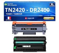 Pack 2 Toner TN-2420XL TN 2420XL + Tambour DR-2400 DR 2400 Compatible pour Brother DCP-L2510D HL-L2310D MFC-L2710DN Noirs Haute capacité avec Puce 6000 Pages 12000 Pages