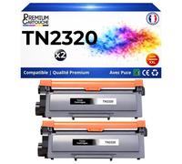 Pack 2 Toner TN2320 TN2310 compatible pour Brother Noir Haute capacité avec puce 2600 pages
