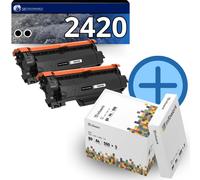 Pack 2 toners compatibles BROTHER TN-2420 noir + 5 ramettes de papier A4