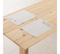 PACK 2 UNIDADES MANTEL INDIVIDUAL HIDROFUGADO ANTIMANCHAS LINO 100% LIGHT GREY