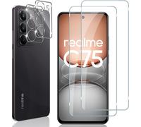 Pack 2 Verres Trempés + 2 Protections Objectif Pour Realme 14x 5g / Realme C75 4g - Dureté 9h, Ultra Hd, Anti-Empreintes, Bords 2,5d, Compatible Coque