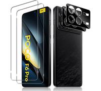 Pack 2 Verres Trempés Écran + 2 Protections Lentille Caméra Pour Xiaomi Poco F6 Pro 5g ¿ 0,33 Mm 9h Ultra Hd Anti-Rayures Anti-Empreintes Anti-Bulles Noir