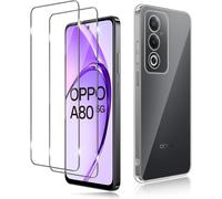 Pack 2 Verres Trempés Protection Écran + 1 Coque Tpu Pour Oppo A80 5g - 0,33 Mm, 9h, Hd Transparent, Oléophobe, Antichoc Et Anti-Rayures, Coque Anti-Jaunissement Ultra-Fine