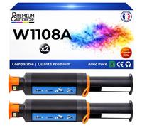 Pack 2 W1108A 108A Toners Noir compatibles pour HP Laser NS MFP 1005 1005c 1005w 1020 1020c 1020w avec puce 2x2500 pages