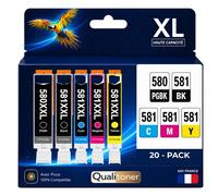 Pack 20 Cartouche CLI-581XXL CLI 581 XXL compatible pour Canon Multicolore Haute capacité avec puce
