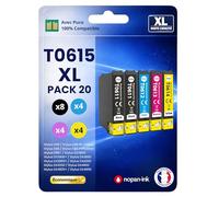 Pack 20 Cartouche T061 Compatible pour Epson D68 DX4850 Noir Cyan Magenta Jaune Haute capacité avec Puce 400 Pages C13T06114012 Ourson