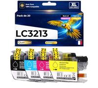 Pack 20 Cartouches d'encre LC3213/LC3211 Compatible pour Brother DCP J497DW J572DW J772DW J774DW MFC J491DW J890DW J895DW Noir Cyan Magenta Jaune avec Puce 400 Pages