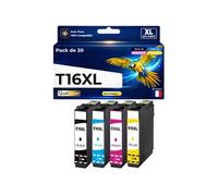 Pack 20 cartouches jet d'encre 1636 1636XL compatible pour Epson 2110 2010 2510 2520 Noir Cyan Magenta Jaune capacité puce