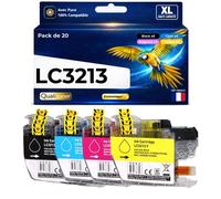 Pack 20 LC3213 BK C M Y LC3211 BK C M Y compatible pour Brother Couleurs Haute capacité avec puce 400 pages