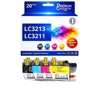 Pack 20 LC3213 BK C M Y LC3211 BK C M Y compatible pour Brother Couleurs Haute capacité avec puce 400 pages