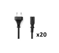 PACK 20X Câble d'alimentation Euro Male IEC-320-C7 Droit Plaqué nickel