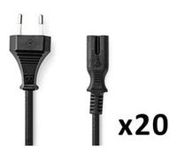 pack 20x câble d'alimentation euro male iec320c7 droit plaqué nickel
