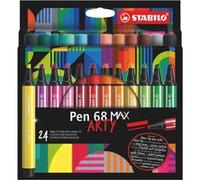 STABILO Pen 68 MAX ARTY - Feutre dessin - Etui carton x 24 feutres de coloriage à pointe biseautée