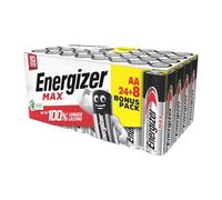 Pack 24 Piles alcaline Energizer Max AA LR06 + 8 offertes