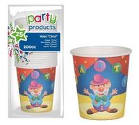 Pack 25 verres Cirque en carton 200 cc. Multicolore G