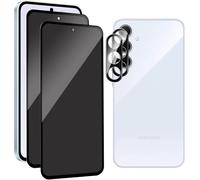Pack 2x Film Protège-Écran Confidentialité + 2x Verre Trempé Protection Objectif Caméra Anti-Espion Pour Samsung Galaxy A55 5g - 9h, Bords 3d, Hd 99% Transmission, Tactile Haute Sensibilité