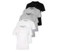 Pack 3/5 Tee-Shirts Homme col Rond uni été (FR/ES, Alpha/Lettres, XS, Taille Normale, Taille Normale, Noir，2blanc，2girs（5pièces）)