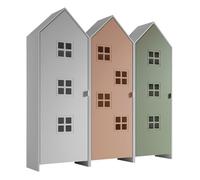 Combinaison D'armoires 3p Casami Bruges blanc rose vert Marron