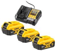 Pack 3 batteries 18V XR 5Ah + chargeur - DEWALT - DCB1104P3-QW + 1 Batterie offerte avec le code 500DEW dès 500€ d'achat DEWALT