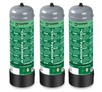 Pack 3 Bouteilles de gaz Argon + CO2 110 Bar 2.2 Litres Jetable Soudage MIG KEMPER