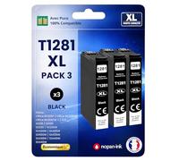 Pack 3 Cartouche Encre 1281 Compatible pour Epson 305F 305FW Noir Haute capacité avec Puce 300 Pages