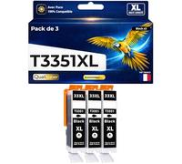Pack 3 Cartouche T3351 T3331 33XL 33 XL C13T33514012 C13T33314012 Compatible pour Epson 530 540 630 635 640 645 7100 830 900 Noir Haute capacité avec Puce 750 Pages
