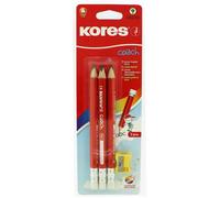 Pack 3 crayons KORES COACH HB triangulaires avec gomme + taille-crayon