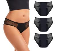 Pack 3 Culottes Menstruelles Plumetis Taille L - Lavable et Anti Fuite - Flux Moyen - Confort Hygiène Femme, Protection Absorbante Sans Couture - Sous Vêtement Discret et Absorbant - Feel Natural