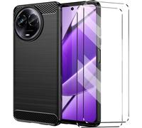 Pack 3 En 1 Coque Silicone Noire Antichoc + 2 Verres Trempés Pour Realme 11 5g - Protection Renforcée Et Découpes Précises
