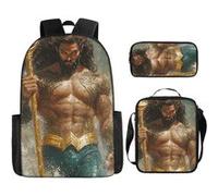 Pack 3-en-1 DC Comics Aquaman : Sac à Dos + Trousse + Sac Bandoulière (Modèle SD1868) - Multicolore Multicolore G