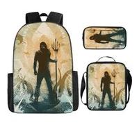 Pack 3-en-1 DC Comics Aquaman : Sac à Dos + Trousse + Sac Bandoulière (Modèle SD1876) - Multicolore