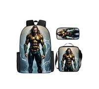 Pack 3-en-1 DC Comics Aquaman : Sac à Dos + Trousse + Sac Bandoulière (Modèle SD1877) - Multicolore Multicolore G