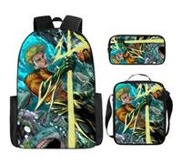 Pack 3-en-1 DC Comics Aquaman : Sac à Dos + Trousse + Sac Bandoulière (Modèle SD1880) - Multicolore Multicolore G