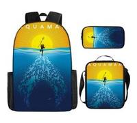 Pack 3-en-1 DC Comics Aquaman : Sac à Dos + Trousse + Sac Bandoulière (Modèle SD1884) - Multicolore Multicolore G