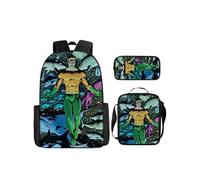 Pack 3-en-1 DC Comics Aquaman : Sac à Dos + Trousse + Sac Bandoulière (Modèle SD1885) - Multicolore Multicolore G
