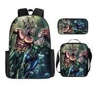 Pack 3-en-1 DC Comics Aquaman : Sac à Dos + Trousse + Sac Bandoulière (Modèle SD1891) - Multicolore Multicolore G