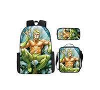 Pack 3-en-1 DC Comics Aquaman : Sac à Dos + Trousse + Sac Bandoulière (Modèle SD1894) - Multicolore