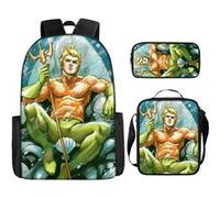 Pack 3-en-1 DC Comics Aquaman : Sac à Dos + Trousse + Sac Bandoulière (Modèle SD1894) - Multicolore Multicolore G