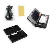 Pack 3 en 1 Nintendo 3DS : Housse silicone noir - Chargeur USB - Protection écran
