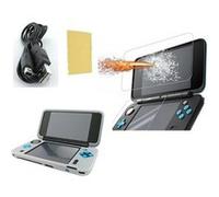 Pack 3 en 1 Nintendo New 2DS XL : Housse silicone blanc - Chargeur USB - Protection écran verre trempé - Straße Game ® blanc G