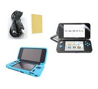 Pack 3 en 1 Nintendo New 2DS XL : Housse silicone bleu turquoise - Chargeur USB - Film de protection écran