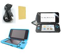 Pack 3 en 1 Nintendo New 2DS XL : Housse silicone bleu turquoise - Chargeur USB - Film de protection écran